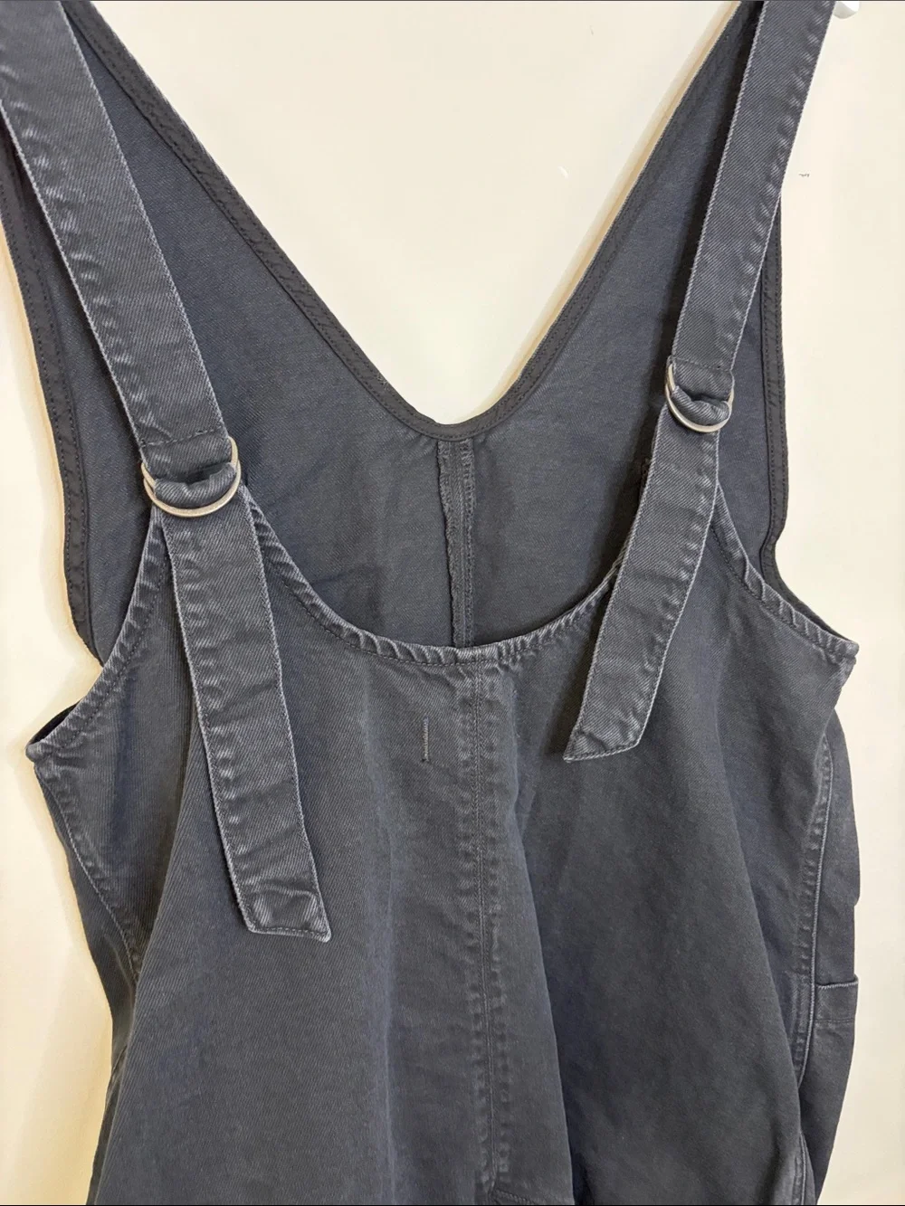 Free People The High Roller Shortall Washed Black Romper Jean Relaxed Fit Sz M